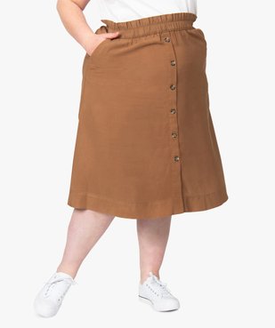 Jupe midi femme grande taille à taille élastiquée avec boutons vue1 - GEMO (G TAILLE) - GEMO