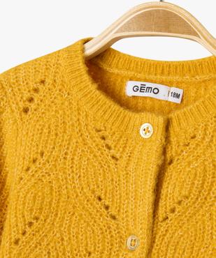Gilet en maille ajourée à col rond bébé fille vue2 - GEMO(BEBE DEBT) - GEMO