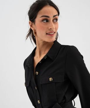 Robe chemise manches longues esprit saharienne femme vue2 - GEMO(FEMME PAP) - GEMO