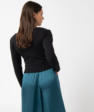 Haut de pyjama femme court à manches longues et col V vue3 - GEMO(HOMWR FEM) - GEMO