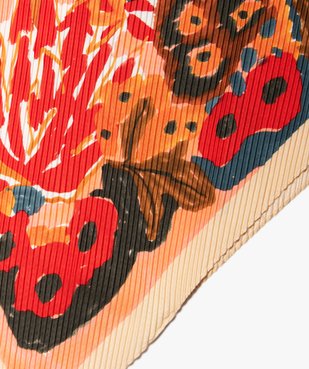 Foulard femme carré plissé à motif fleuri vue2 - GEMO 4G FEMME - GEMO