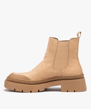 Boots femme casual dessus en suédine uni à semelle crantée vue4 - GEMO (CASUAL) - GEMO