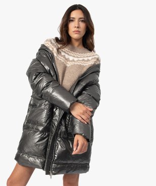 Manteau femme en matière matelassée avec capuche vue6 - GEMO(FEMME PAP) - GEMO
