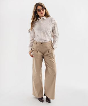 Pantalon tailoring large en coton stretch femme vue1 - GEMO(FEMME PAP) - GEMO