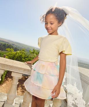 Jupe courte à volants tie and dye fille vue1 - GEMO 4G FILLE - GEMO