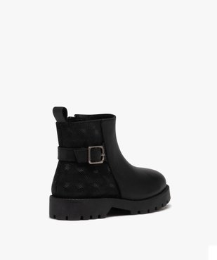 Boots fille dessus en cuir uni ajouré et à semelle crantée vue4 - GEMO (ENFANT) - GEMO