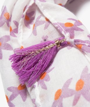 Foulard fille forme snood à motifs fleuris et pompons vue2 - GEMO 4G FILLE - GEMO