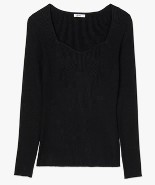 Pull femme en maille côtelée avec col carré vue4 - GEMO(FEMME PAP) - GEMO