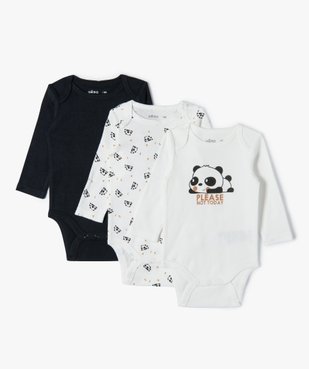Body bébé à manches longues à motifs pandas (lot de 3) vue1 - GEMO 4G BEBE - GEMO