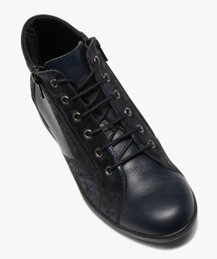 Boots femme confort zippées à talon compensé dessus cuir vue5 - GEMO (CONFORT) - GEMO