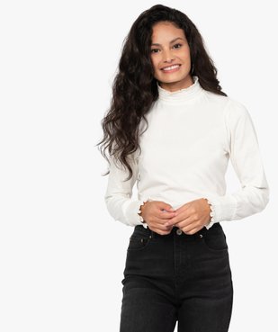 Tee-shirt femme à manches longues col montant vue1 - GEMO C4G FEMME - GEMO