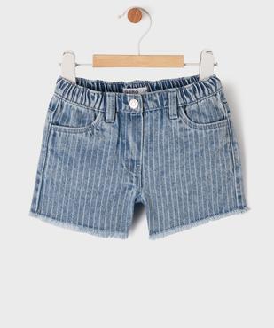 Short en jean à rayures et bords francs bébé fille vue1 - GEMO(BEBE DEBT) - GEMO