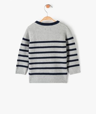 Pull bébé garçon en maille côtelée à rayures - LuluCastagnette vue3 - LULUCASTAGNETTE - GEMO