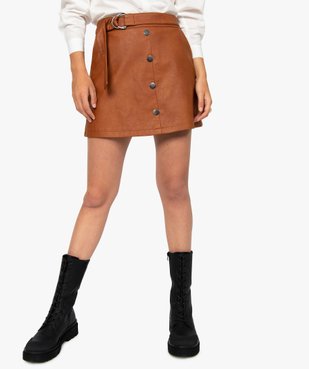Jupe femme en synthétique imitation cuir avec ceinture vue1 - GEMO(FEMME PAP) - GEMO