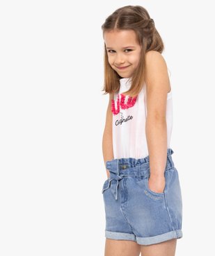 Short fille en jean taille haute avec ceinture à nouer – LuluCastagnette vue1 - LULUCASTAGNETTE - GEMO