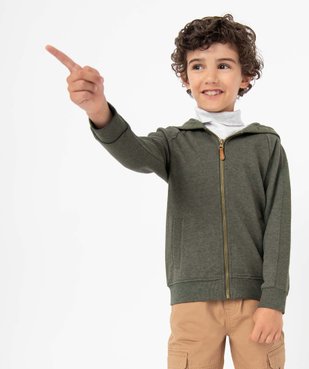 Sweat garçon zippé à capuche en maille texturée vue1 - GEMO (ENFANT) - GEMO