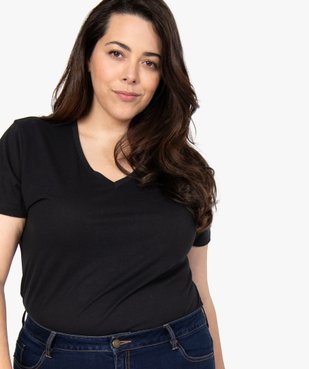 Tee-shirt femme à manches courtes et col V vue2 - GEMO (G TAILLE) - GEMO
