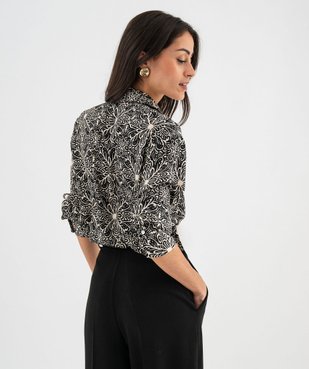 Chemise manches longues en satin imprimé femme vue3 - GEMO(FEMME PAP) - GEMO