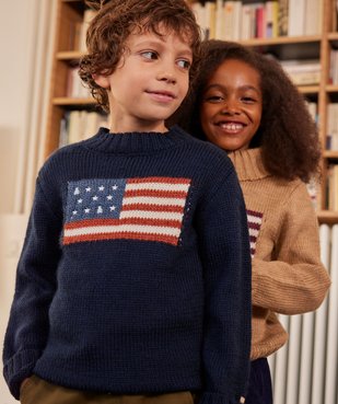 Pull en maille avec drapeau américain garçon - LuluCastagnette vue6 - LULUCASTAGNETTE - GEMO