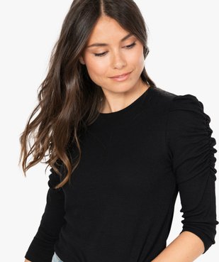 Tee-shirt femme à manches ¾ froncées vue2 - GEMO(FEMME PAP) - GEMO