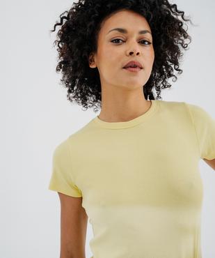Tee-shirt manches courtes et col rond en maille côtelée femme vue2 - GEMO(FEMME PAP) - GEMO