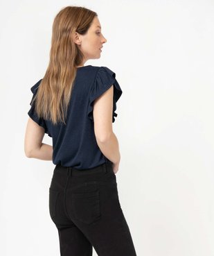 Tee-shirt femme pailleté à manches courtes volantées vue3 - GEMO(FEMME PAP) - GEMO