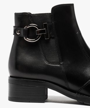 Boots femme à talon plat unis dessus cuir et bride fantaisie vue6 - GEMO (CASUAL) - GEMO