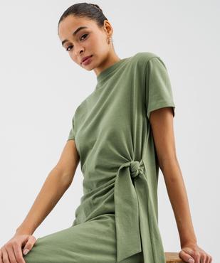 Robe longue à manches courtes en jersey de coton femme vue3 - GEMO(FEMME PAP) - GEMO