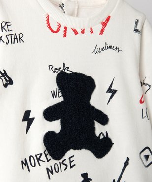 Sweat bébé avec inscription et ourson brodé – Lulu Castagnette vue2 - LULUCASTAGNETTE - GEMO