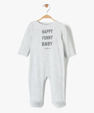 Pyjama dors bien bébé fille en velours avec inscription vue1 - GEMO(BB COUCHE) - GEMO
