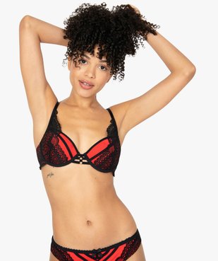 Soutien-gorge bicolore en dentelle avec armatures vue1 - GEMO(HOMWR FEM) - GEMO