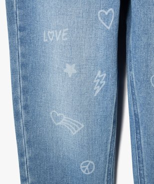 Jean mom fit taille ajustable à motifs fille vue3 - GEMO (ENFANT) - GEMO