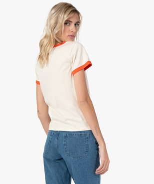 Tee-shirt femme avec motif et biais contrastants - Disney vue3 - DISNEY DTR - GEMO