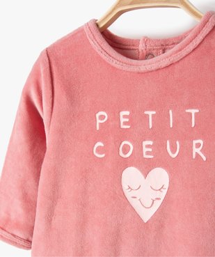 Pyjama bébé fille en velours avec inscription sur le buste vue2 - GEMO(BB COUCHE) - GEMO