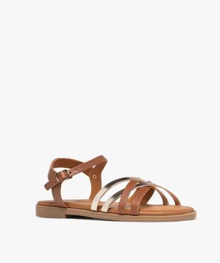 Sandales plates à brides en cuir entrecroisées femme - Tanéo vue2 - TANEO - GEMO