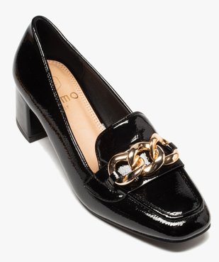 Escarpins femme vernis à talon carré et chaine métallisée vue5 - GEMO(URBAIN) - GEMO
