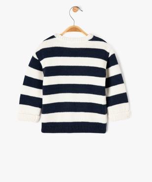 Pull en grosse maille à larges rayures bébé garçon vue3 - GEMO 4G BEBE - GEMO