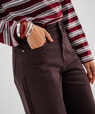Pantalon wide leg à taille haute en coton femme vue4 - GEMO 4G FEMME - GEMO