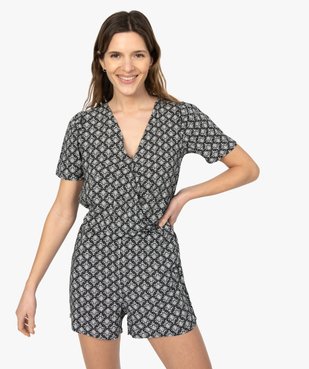 Combishort femme à motifs fleuris et manches courtes vue1 - GEMO(FEMME PAP) - GEMO