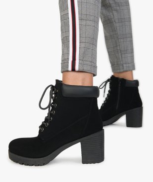 Boots femme à talon et semelle crantée vue1 - GEMO(URBAIN) - GEMO