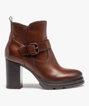 Boots femme unies à talon carré et semelle crantée - Tanéo vue1 - TANEO - GEMO