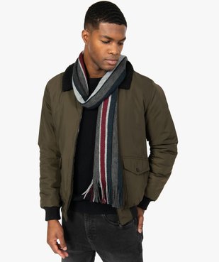 Echarpe homme à rayures multicolores et finitions franges vue2 - GEMO (HOMME) - GEMO