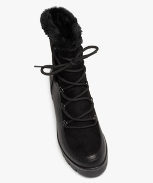 Boots fourrées femme unies à talon compensé vue5 - GEMO(URBAIN) - GEMO