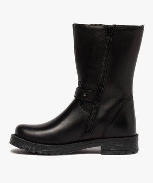 Bottes fille unies dessus cuir à brides décoratives vue3 - GEMO (ENFANT) - GEMO