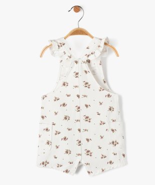 Salopette courte bébé fille en jean à fleurs vue3 - GEMO 4G BEBE - GEMO