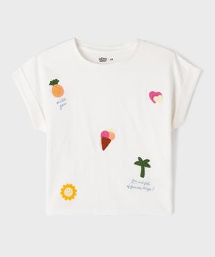 Tee-shirt manches courtes oversize à motifs brodés fille vue2 - GEMO 4G FILLE - GEMO