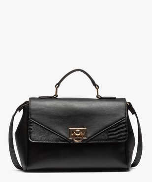 Sac femme avec rabat bi-matières et fermoir métallique vue1 - GEMO (ACCESS) - GEMO