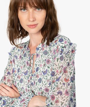 Blouse femme à motifs fleuris avec volants sur les manches vue2 - GEMO(FEMME PAP) - GEMO
