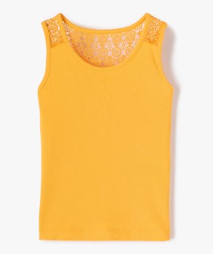 Débardeur fille côtelé avec dos en dentelle brodée vue1 - GEMO (ENFANT) - GEMO