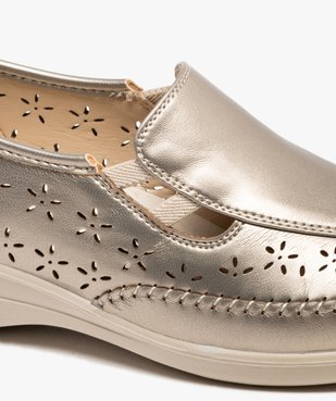 Mocassins femme confort unis métallisés et ajourés à semelle compensée vue12 - G'FLEX - GEMO